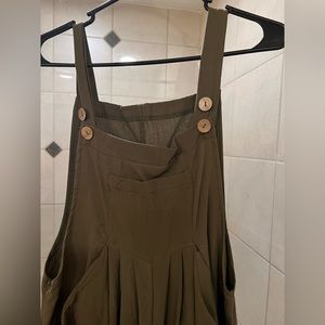 Women’s Fashion Bib Overalls - Dark Green, size M